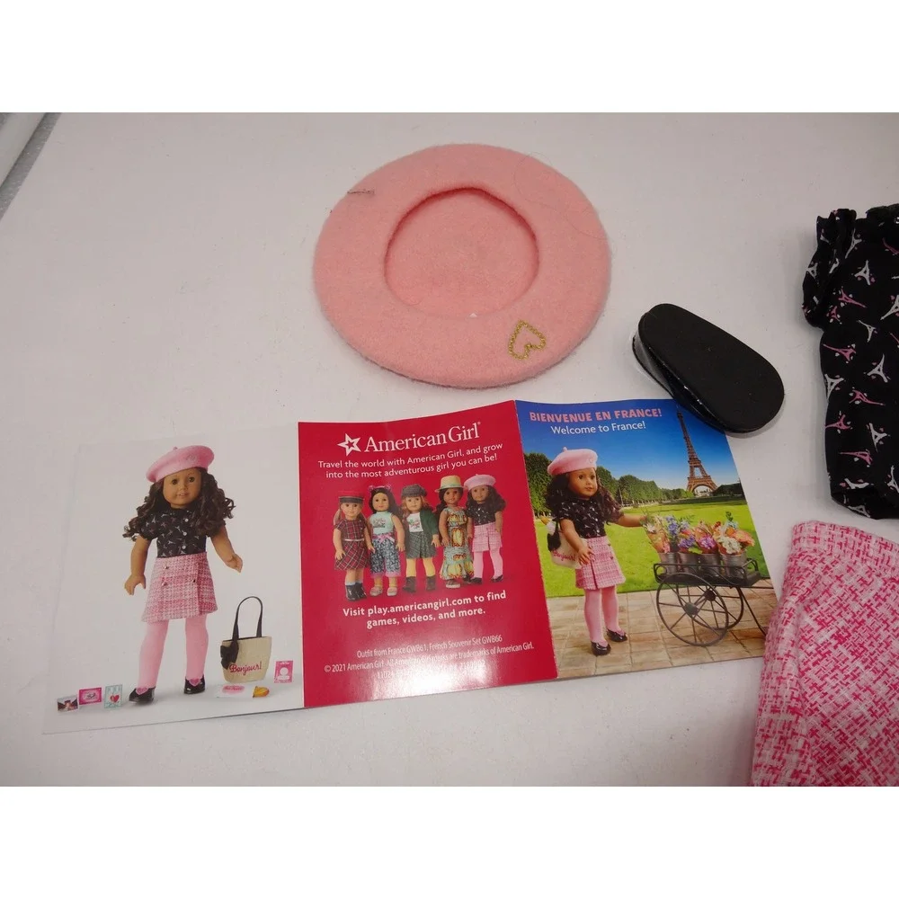 American‎ Girl World Traveler France Outfit Paris Beret Shirt Skirt 2021
